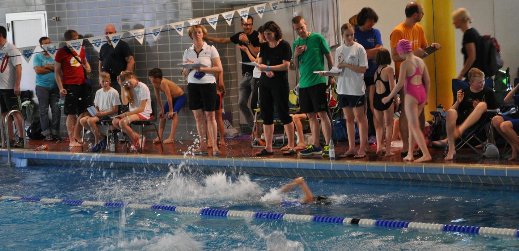 Wasserratten und -flöhe beim Schwimmwettkampf