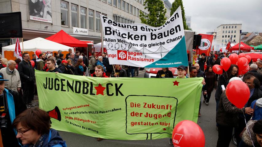 Plakate raus am 1. Mai: Tausende Teilnehmer bei Nürnberger DGB-Demo