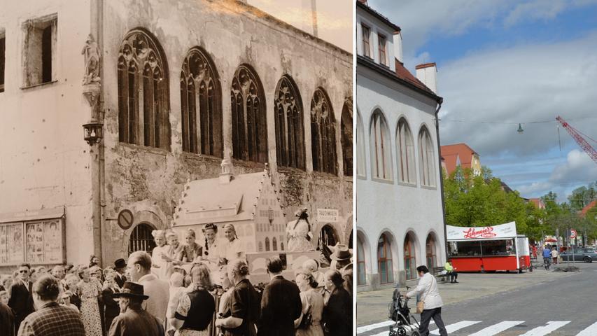 Das Rathaus, neben der gotischen Johanneskirche Herzmitte und Wahrzeichen von Neumarkt, stammt aus der 1. Hälfte des 15. Jahrhunderts. Erst 1956/57 wurde das historische Gebäude in Anlehnung an den gotischen Stil wieder aufgebaut.