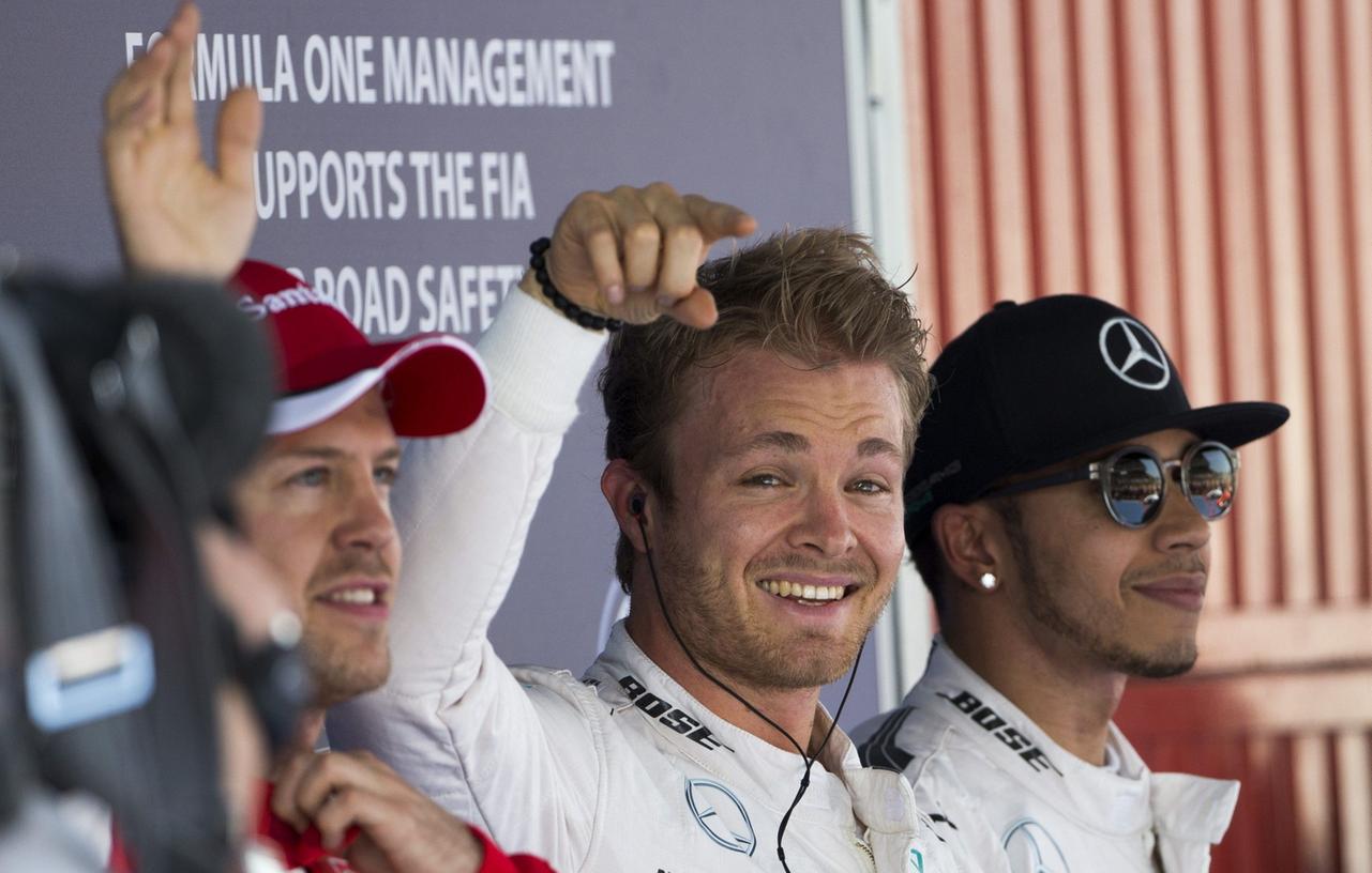 Hatte gut lachen: Nico Rosberg (Mitte) war am Samstag Schnellster im Qualifying.