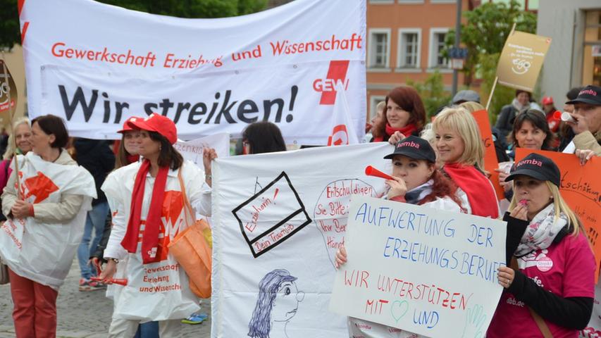 Mit Unterstützung der Eltern: Schwabacher Erzieher demonstrierten