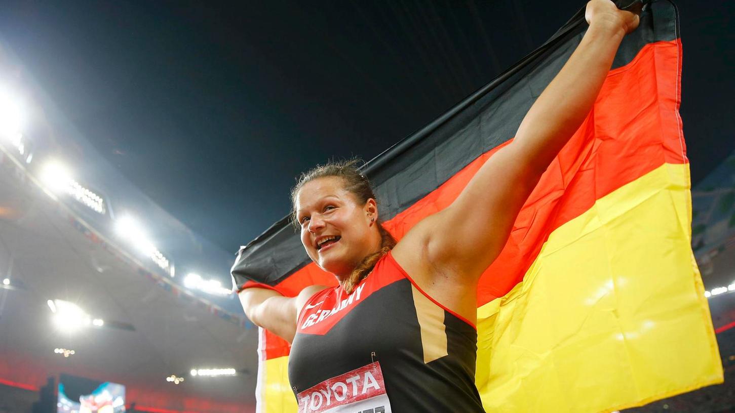 Strahlende Siegerin: Christina Schwanitz gewann am Samstag WM-Gold.