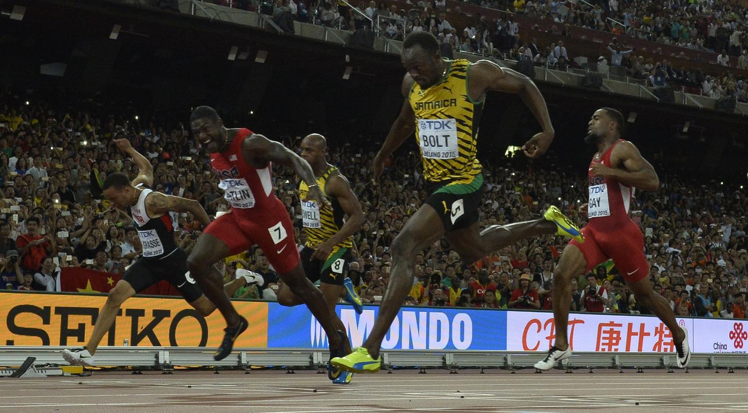 Der schnellste Mensch der Welt: Usain Bolt siegte im WM-Finale von Peking knapp.