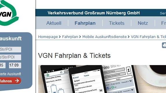 Sogar die stationäre Website der VGN ist besser als die neue App, finden Nutzer.
