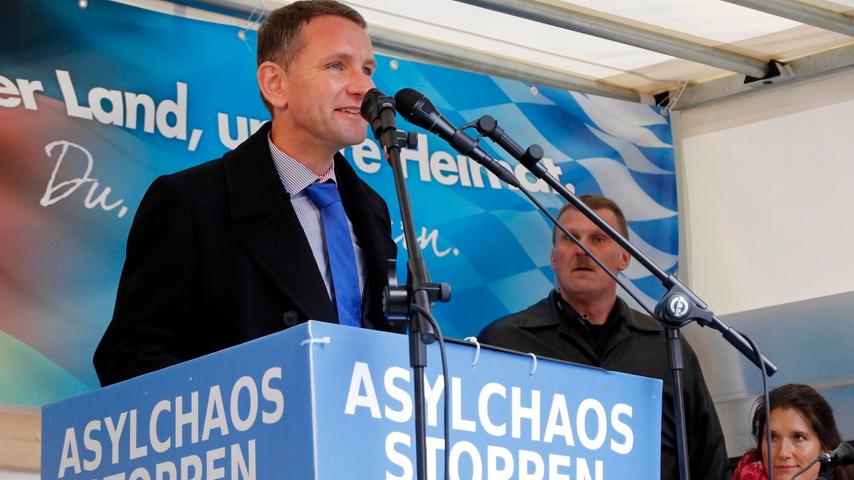Björn Höcke, der Fraktionsvorsitzende der AfD im Thüringer Landtag, sprach zu seinen Nürnberger Anhängern.