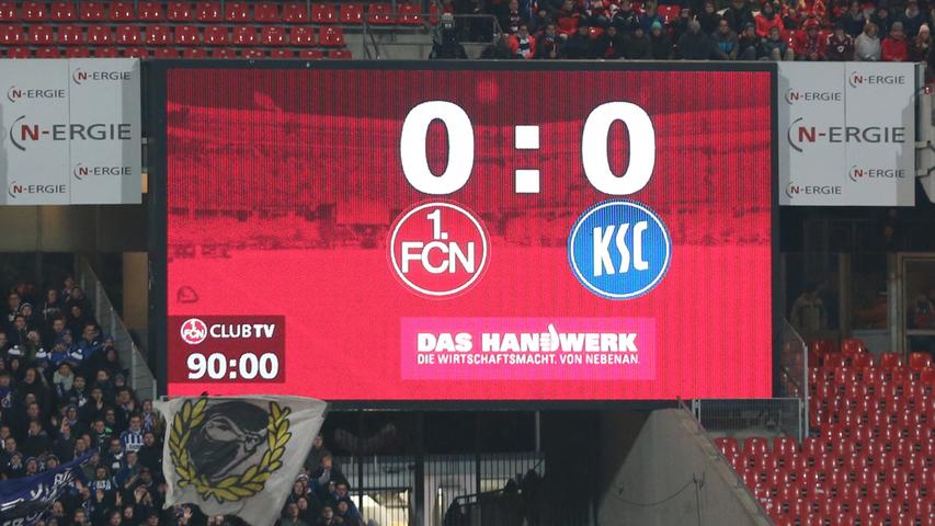 Dann ist Schluss im Grundig Stadion: Auch im fünften Ligaspiel in Serie bleibt der 1. FC Nürnberg ohne Dreier. Gegen den Karlsruher Sportclub reichte es nur zu einem torlosen Remis.