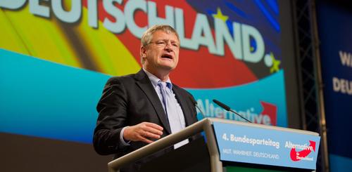 "Weg vom links-rot-grün-verseuchten 68er-Deutschland": Partei-Vizechef Jörg Meuthen erhielt für seine Aussagen auf dem AfD-Programmparteitag in Stuttgart viel Zuspruch von den Anwesenden.