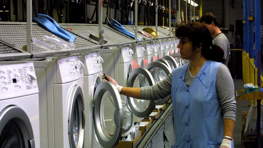 2003 verzeichnet der Nürnberger AEG-Standort einen Produktionsrekord: Mehr als 1,8 Millionen Waschmaschinen, Geschirrspüler und Trockner werden gefertigt.