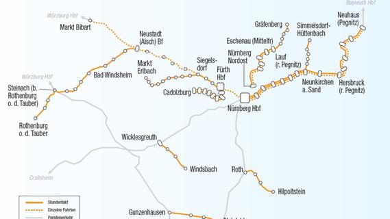 Und so sieht das Dieselnetz Nürnberg ab 2019 aus. Es wird weiterhin von der DB Regio betrieben.