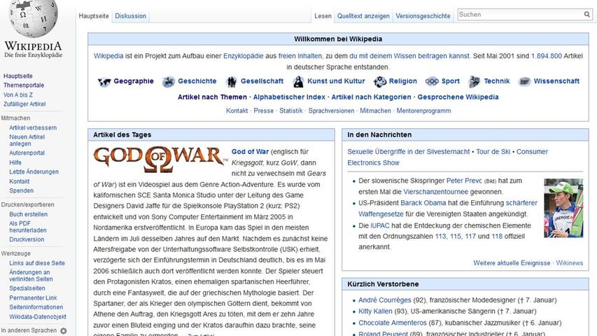 Der Name Wikipedia setzt sich zusammen aus den Begriffen "Wiki" (hawaiisch: schnell) und "Encyclopedia" (englisch: Enzyklopädie). Wikipedia enthält derzeit mehr als 37 Millionen Artikel in knapp 300 Sprachen. Die meisten Einträge gibt es auf Englisch (5 Millionen), gefolgt von Schwedisch (2,5 Millionen) und Deutsch (1,9 Millionen). Würde ein Mensch alle englischsprachigen Wikipedia-Einträge lesen, bräuchte er dafür 21 Jahre – sofern er keine Pausen einlegen würde.