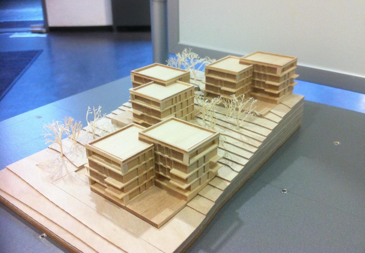 Das Wohnbau-Konzept des Nürnberger Büros Baum-Kappler Architekten sieht sechs quadratische Gebäude vor, die paarweise miteinander verbunden sind.