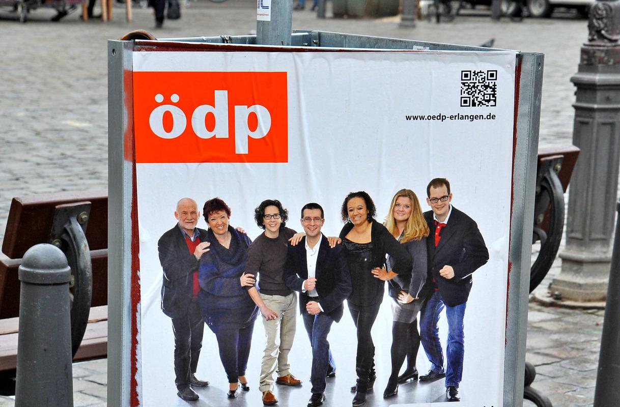 Uneins: Die ÖDP Erlangen (hier ein Wahlplakat aus dem Jahr 2014) findet zur StUB keine einheitliche Linie.