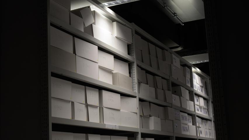 Kostbarkeiten in Kartons: In professionellen Rollregalen werden die katalogisierten Kartons aufbewahrt.