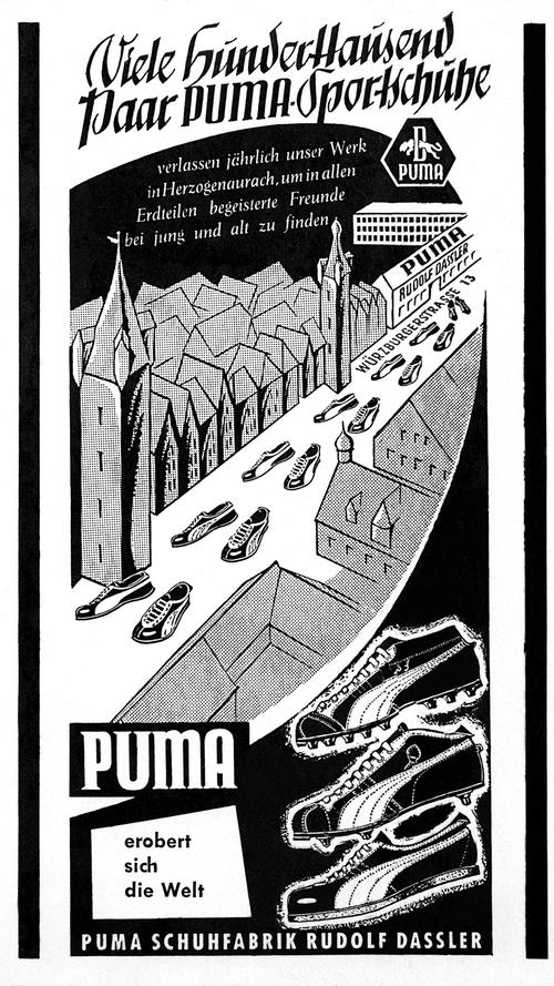 "Puma erobert die Welt" heißt es in dieser Anzeige von 1958.