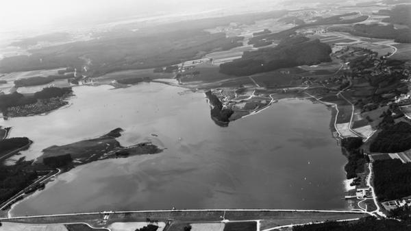 Der große Brombachsee aus der Luft. Entstanden ist das Motiv in den 1980ern.