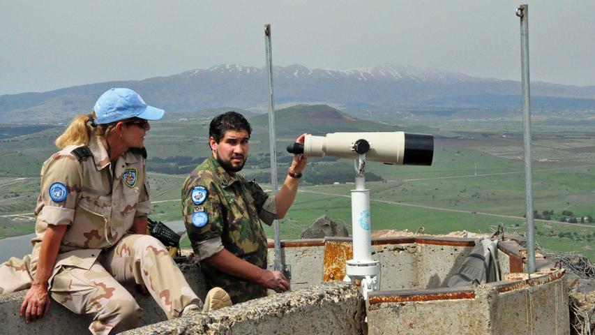 Nach wie vor sind UN-Blauhelmsoldaten auf dem Mount Bental postiert.