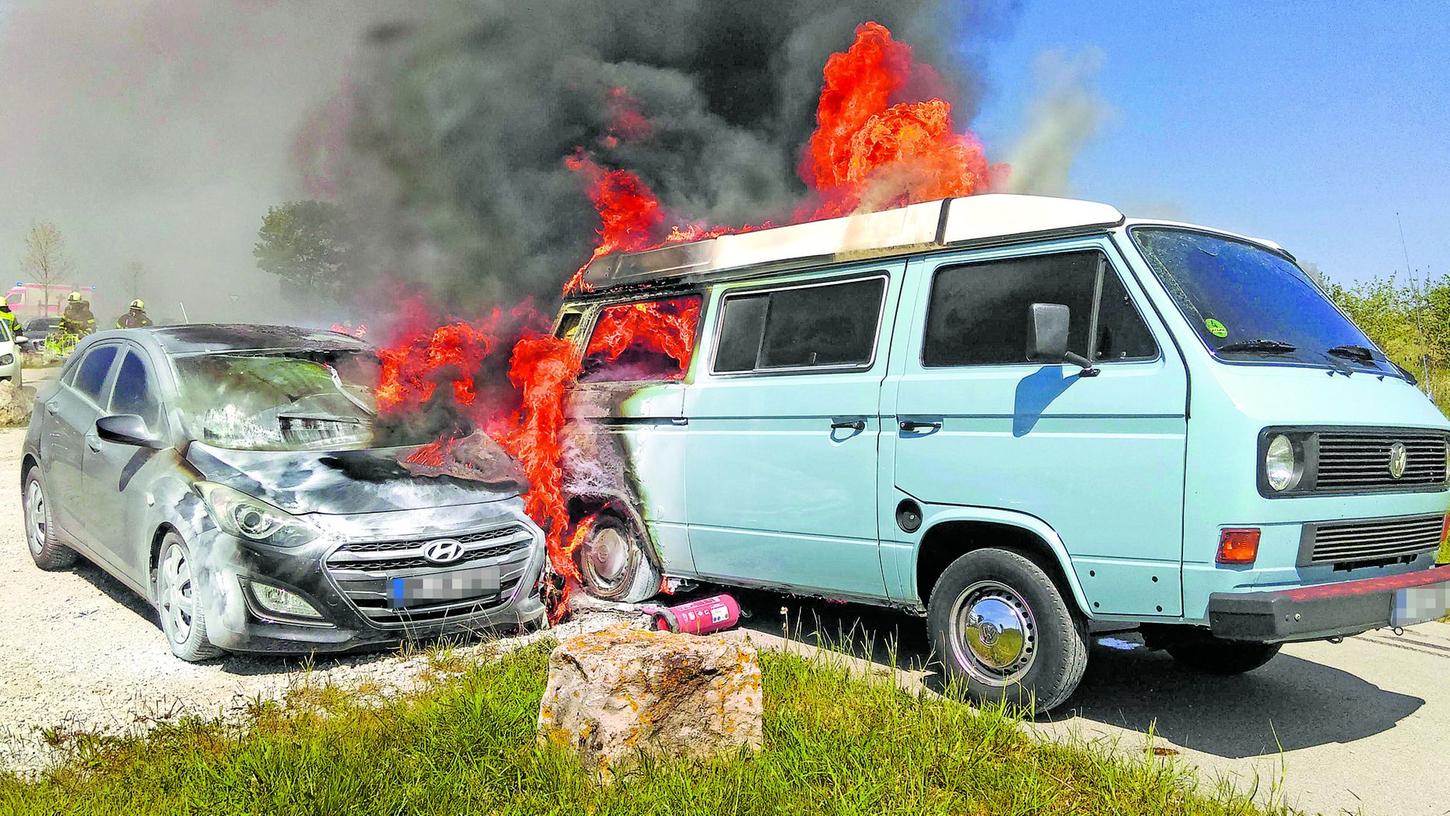 Sindersdorf: Campingbus ging in Flammen auf