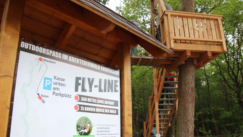 560 Meter durch den Wald: Fly Line im Fränkischen Seenland