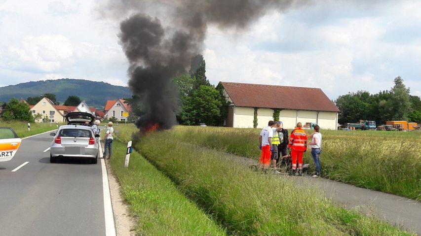 Unfall bei Forchheim: Motorrad flog 80 Meter weit
