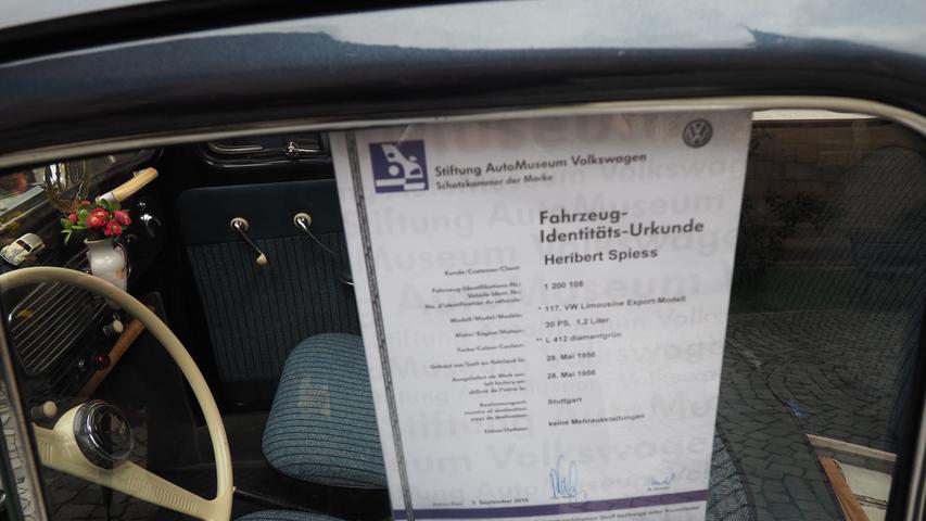 Das Zertifikat des VW-Oldtimers von Heribert Spiess.