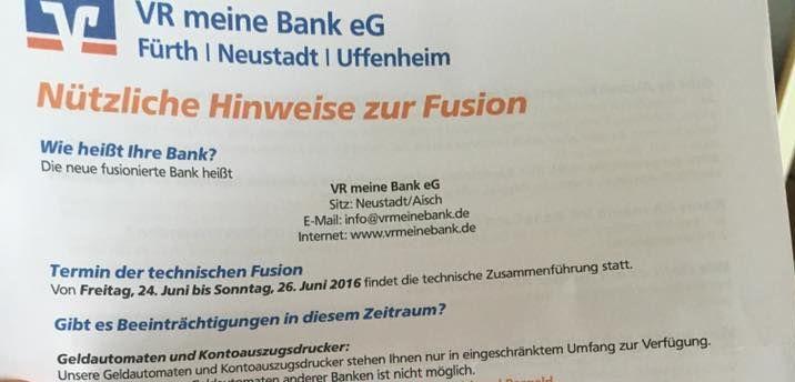 Bankenfusion In Der Region Schreckt Kunden Auf Furth Neustadt Uffenheim Nordbayern