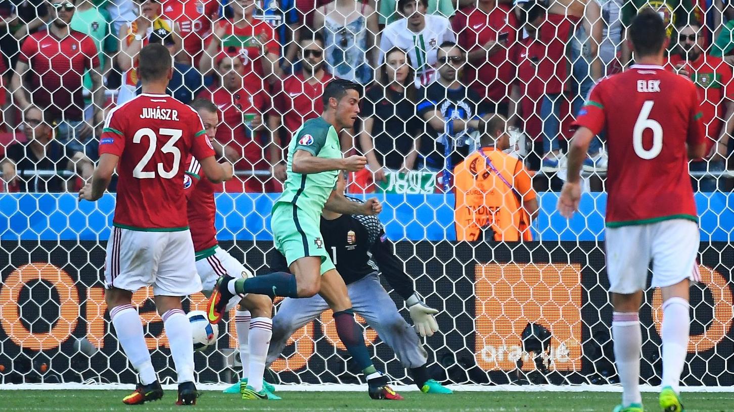 Hacke, Spitze, 3:3! Cristiano Ronaldo traf doppelt, doch Ungarn verdiente sich ein Remis. 