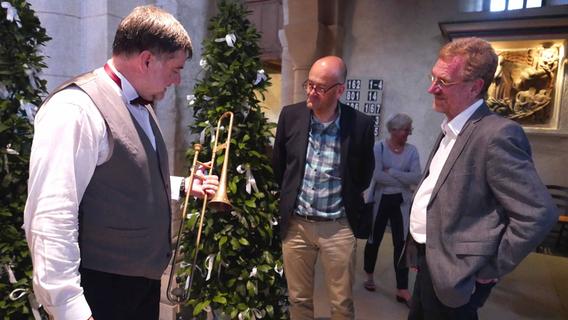 Die Barockposaunen – Nachbauten der Originale im Leipziger Museum – stießen bei Konzertbesuchern auf großes Interesse. Die Barockposaunen – Nachbauten der Originale im Leipziger Museum – stießen bei Konzertbesuchern auf großes Interesse.
