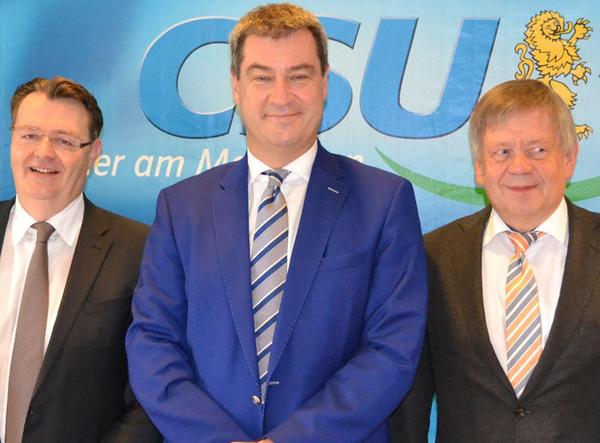 Michael Frieser (links, mit Markus Söder und Karl Freller) steht als Direktkandidat der CSU für Nürnberg-Süd bereits fest.