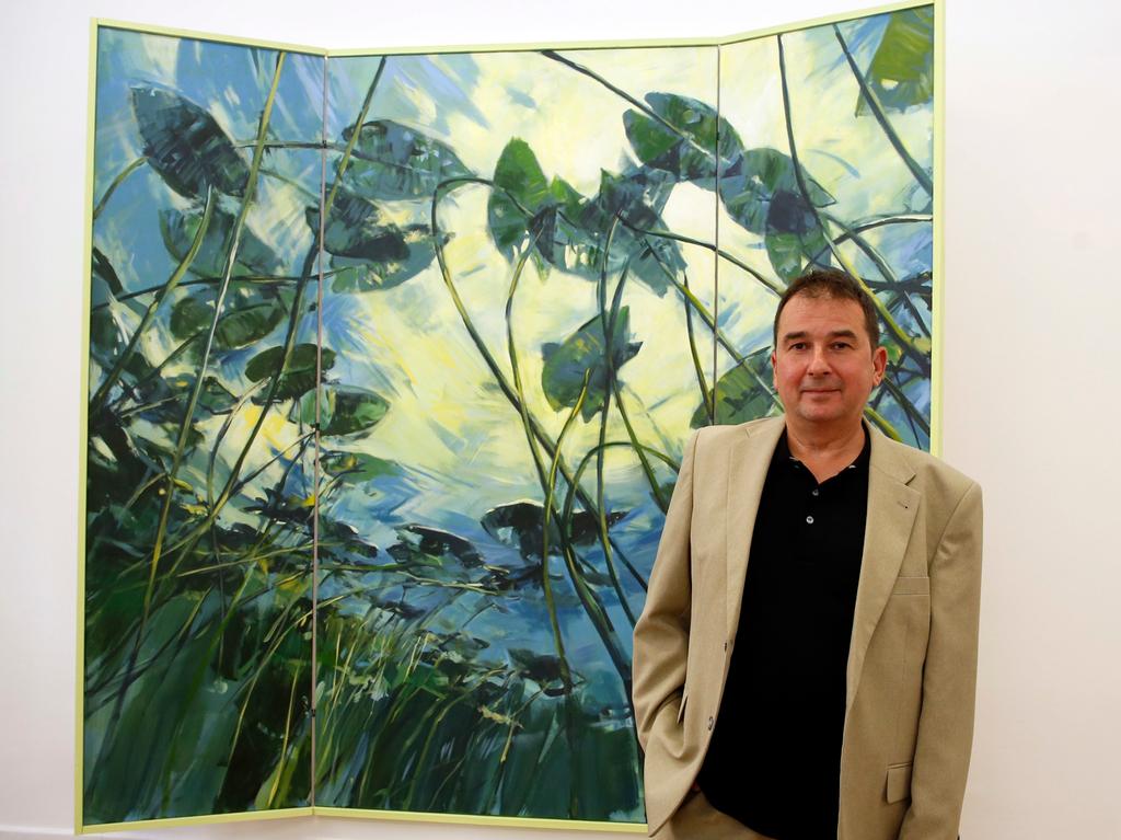 Maler Jörg Schemmann überzeugte die Jury mit seinem Triptychon "Kathedrale der Fische". Maler Jörg Schemmann überzeugte die Jury mit seinem Triptychon "Kathedrale der Fische".