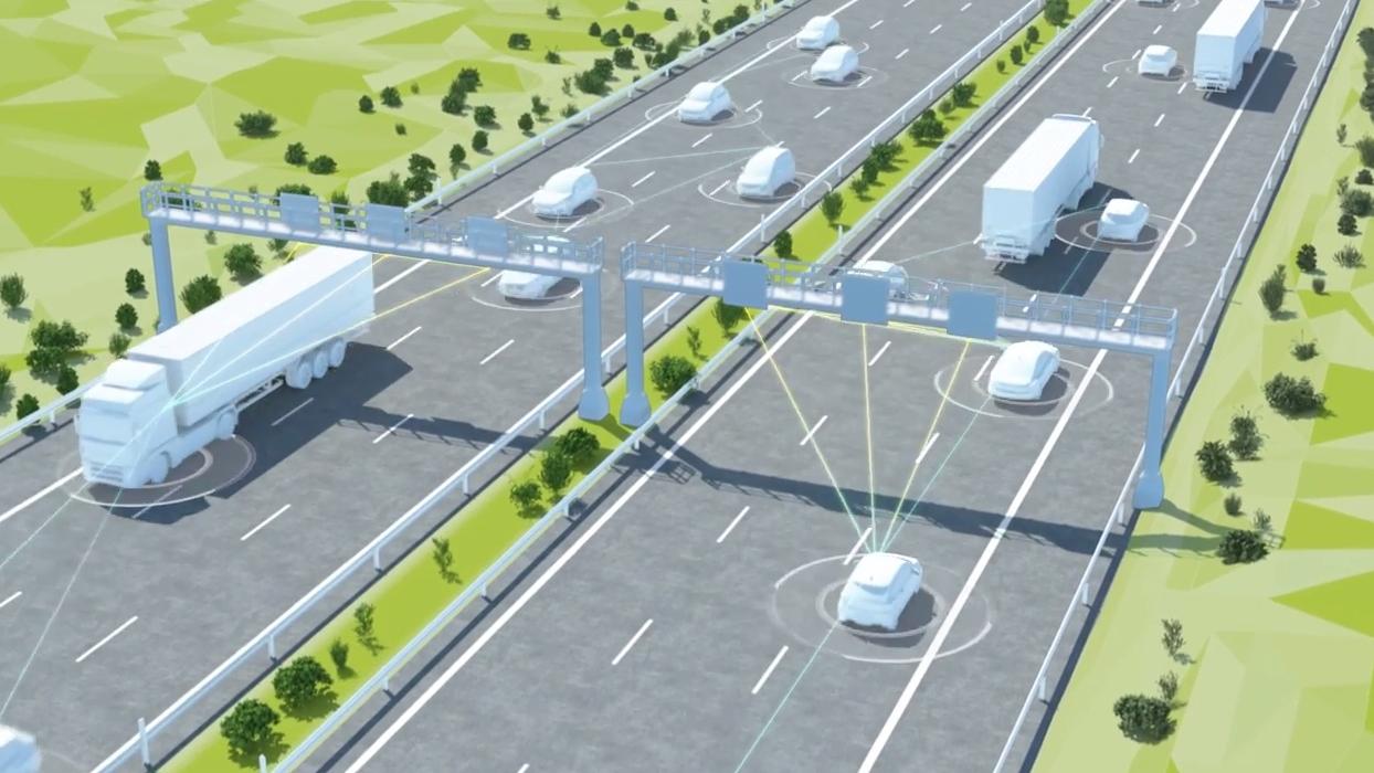 Gleich mehrere Sensoren sollen mit den Fahrzeugen auf der Straße kommunizieren. Entwickelt wird das System unter anderem von Siemens.