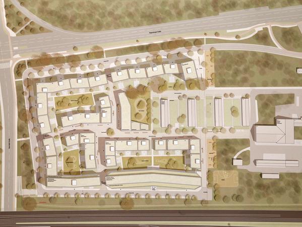 So sieht das neue Viertel im Modell von oben aus. So sieht das neue Viertel im Modell von oben aus.