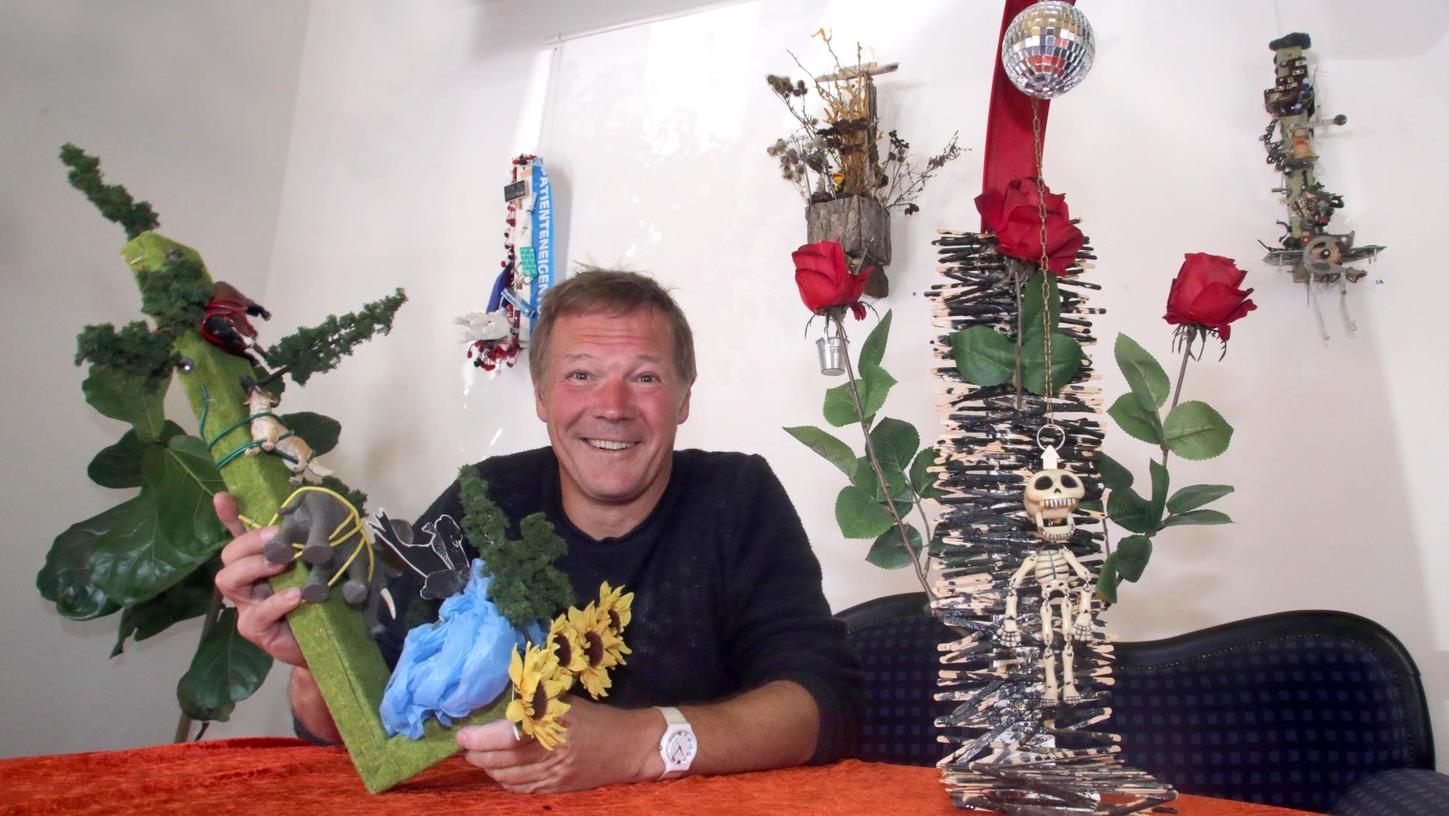 Gerd Grashaußer ist als Spaßmacher Geraldino seit über 30 Jahren bekannt. Im Nürnberger "Balazzo Brozzi" präsentiert er seine Familiengeschichte. Dort sind bis zum 9. Oktober auch seine skurrilen Kunstobjekte zu sehen.