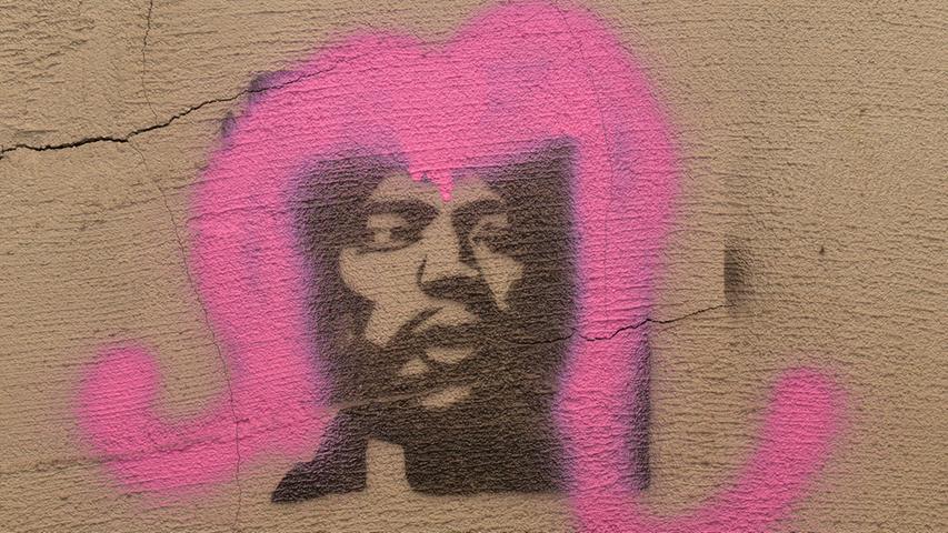 ... Jimi Hendrix mit rosa Welle und...