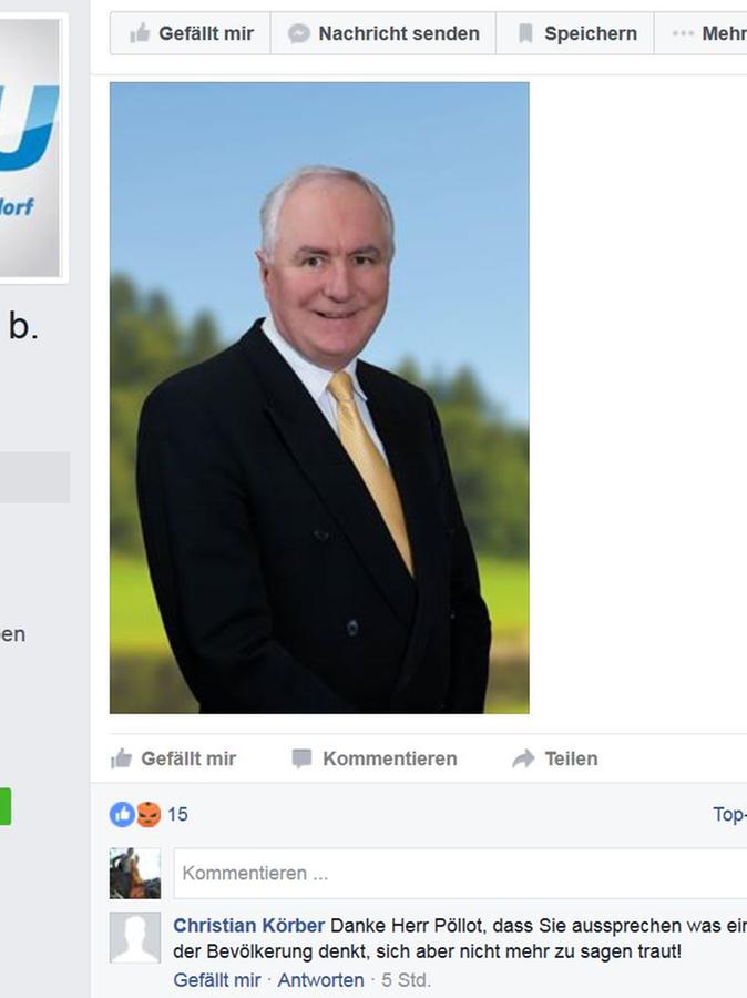 Altdorfs dritter Bürgermeister, Dr. Johann-Peter Pöllot, auf der Facebook-Seite des CSU-Ortsverbands. Altdorfs dritter Bürgermeister, Dr. Johann-Peter Pöllot, auf der Facebook-Seite des CSU-Ortsverbands.