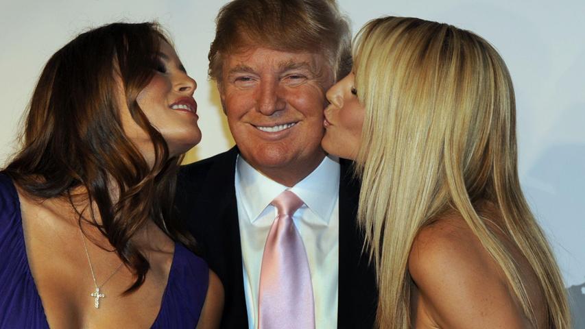 Donald Trump liebt schöne Frauen (im Bild rechts Heidi Klum) und seine Familie: Mit seiner ersten Ehefrau Ivana hat er die drei gemeinsamen Kinder Donald (38), Eric (32) und Ivanka (34). Die zweite Gattin, Marla Maples, brachte die gemeinsame Tochter Tiffany (22) zur Welt.