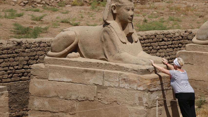 ...dieser Europäerin, die mal kurz auf Tuchfühlung mit einer Sphinx geht...