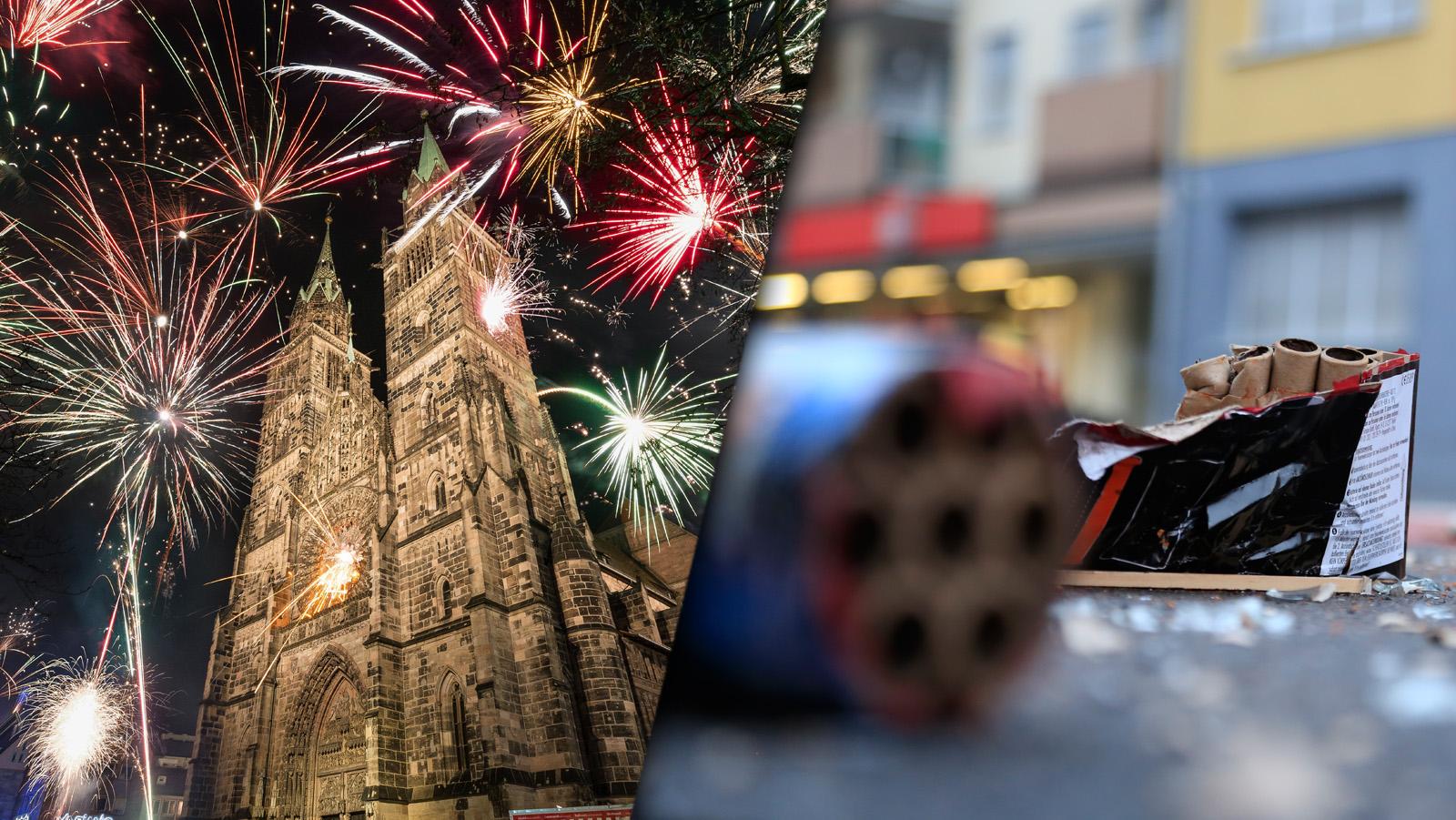 Silvester in Nürnberg Müll und ein glitzernder Himmel Nordbayern