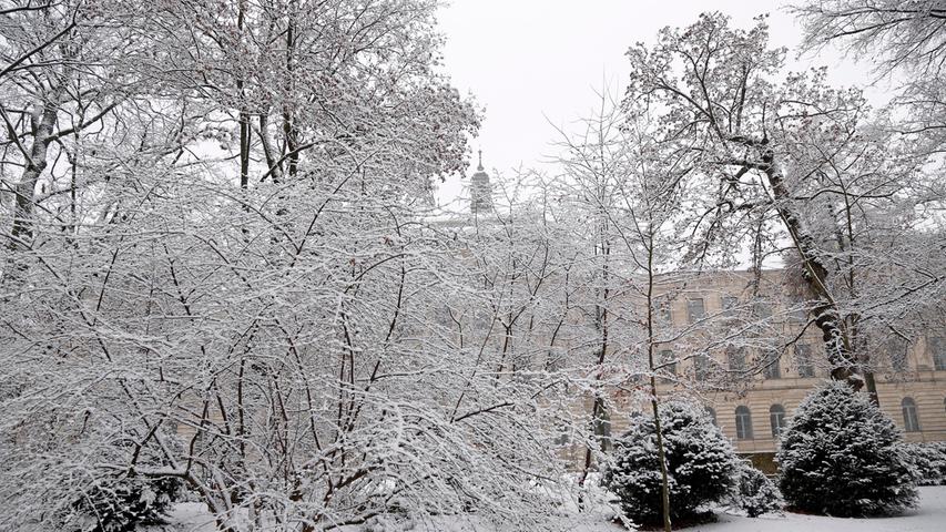 Über Nacht hat sich Erlangen in ein weißes Winter-Wunderland verwandelt. Während auf den Straßen größtenteils alles ruhig blieb, zog es viele hinaus zum Schneemann-Bauen oder Schlittenfahren.