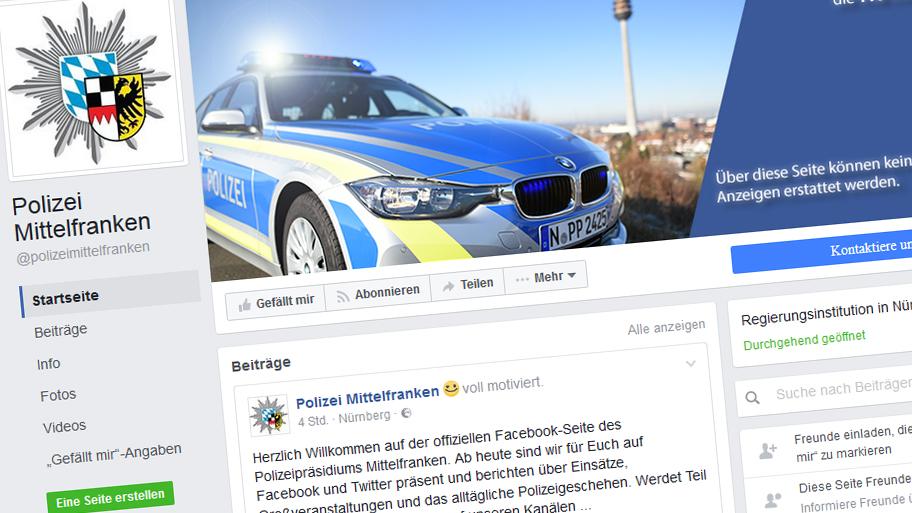 Die Polizei Mittelfranken ist jetzt auf Facebook und Twitter 