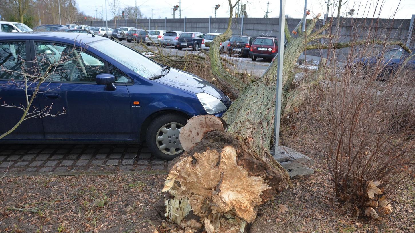 Unter anderem am Schwabacher Bahnhof hat der Sturm einen Baum gefällt.