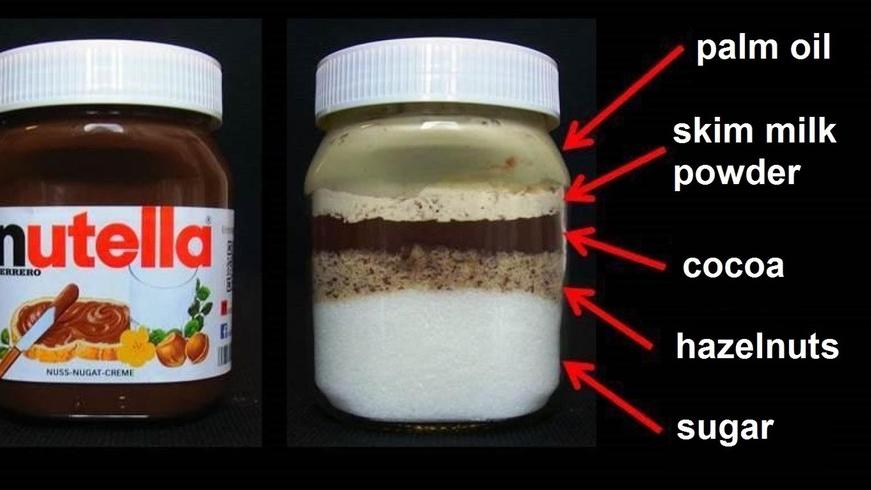 Fett, Zucker, Palmöl: Das, woraus Nutella wirklich besteht, sieht unverrührt nicht wirklich appetitlich aus.