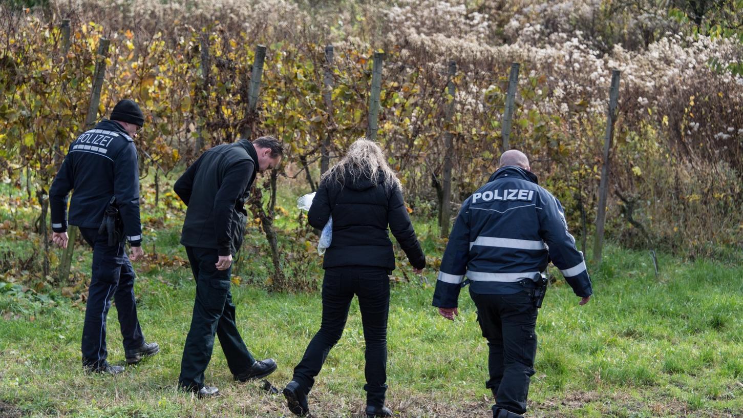 Polizisten haben im November 2016 bei Endingen in Baden-Württemberg in den Weinbergen nach der verschwunden 27-jährigen Joggerin gesucht. Mehr als 50 Polizisten sowie zahlreiche Helfer von Rettungsorganisationen waren im Einsatz.