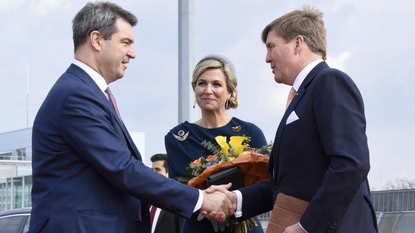 Hartelijk welkom: 2016 besuchte das niederländische Königspaar Nürnberg. Empfangen wurden Willem-Alexander und Máxima am Albrecht Dürer Airport von Heimatminister Markus Söder.