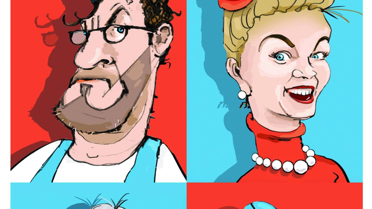 Der Maler Roger Libesch hat die Protagonisten Schorsch Boggnsagg (Bernd Regenauer) und Clarissa Taubertal (Julia Kempken) gezeichnet. Der Maler Roger Libesch hat die Protagonisten Schorsch Boggnsagg (Bernd Regenauer) und Clarissa Taubertal (Julia Kempken) gezeichnet.