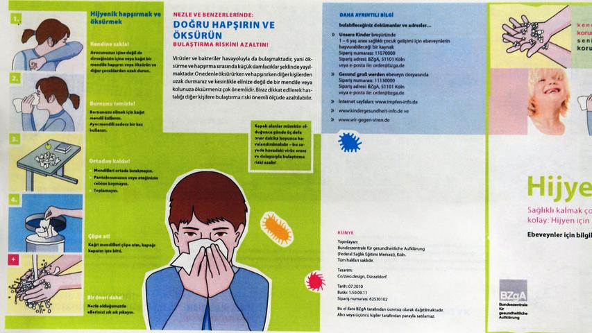 Und hier die Information, wie man sich und andere vor Erkältungen schützt.