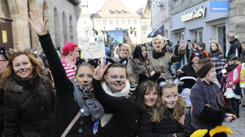 Bärchis und Katzen auf den Straßen: Der Faschingszug 2017 in Forchheim