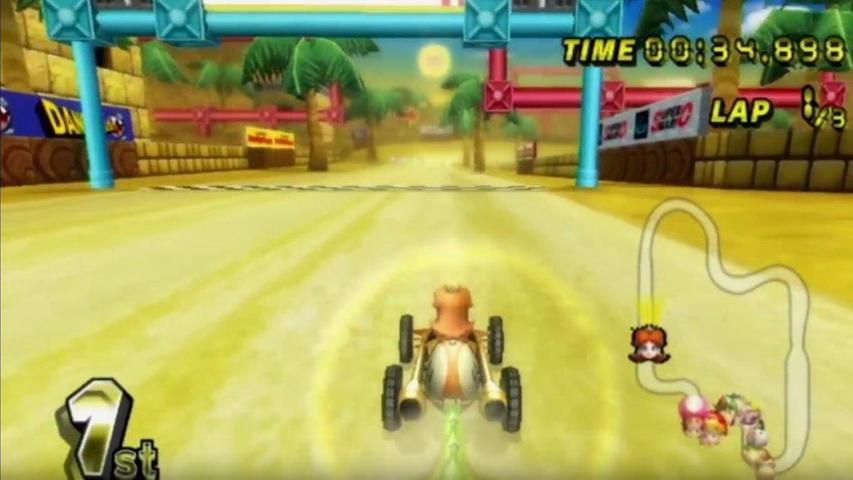 Mit einem Kart auf einem Regenbogen fahren - das geht nur bei Mario Kart. Die Version für die Wii verkaufte sich weltweit 35.61 Millionen Mal.