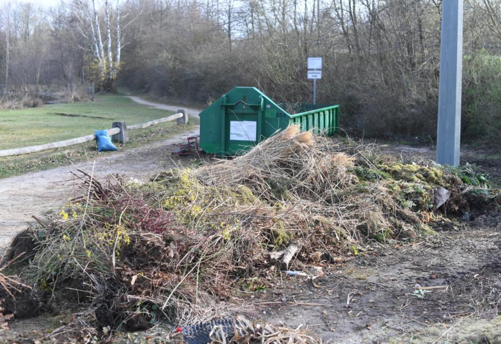 Mehr Gartenabfälle neben dem Container als darin | Nordbayern