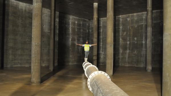 Beeindruckende Hochbehälter haben auch die fränkischen Großstädte, hier das unterirdische Trinkwasser-Reservoir im Erlanger Meilwald...