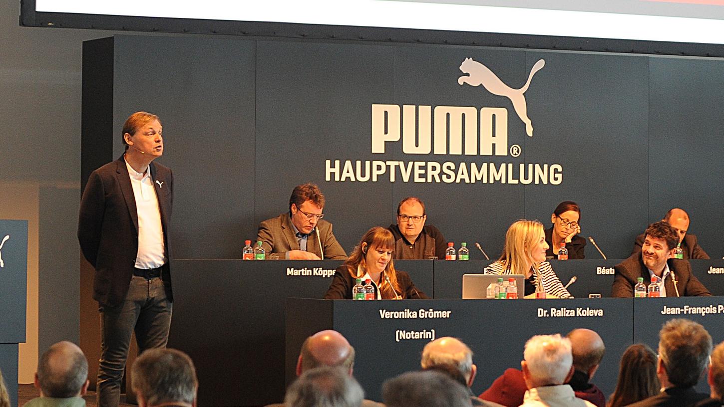 Björn Gulden, Vorstandsvorsitzender von Puma SE, war bei der Puma-Hauptversammlung guter Dinge: Models und Fußballer als Lifestyle-Zugpferde stärken den Umsatz.